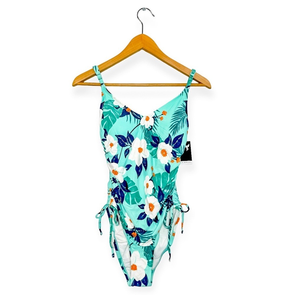 New Swimsuit One Piece Floral Teal Size M Woman’s, Brand: Sea Angel